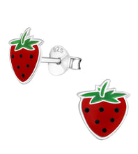 Load image into Gallery viewer, Sterling Silver Strawberry Earrings