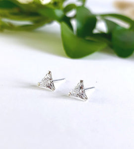 Sterling Silver Super Sparkly Triangle Studs