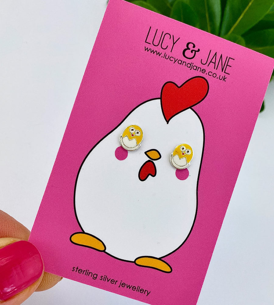 Sterling Silver Hatching Chick Earrings for Easter