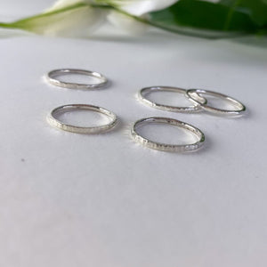 sterling silver hammered thin rings