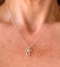 Load image into Gallery viewer, Sterling Silver Tiny Bow Necklace