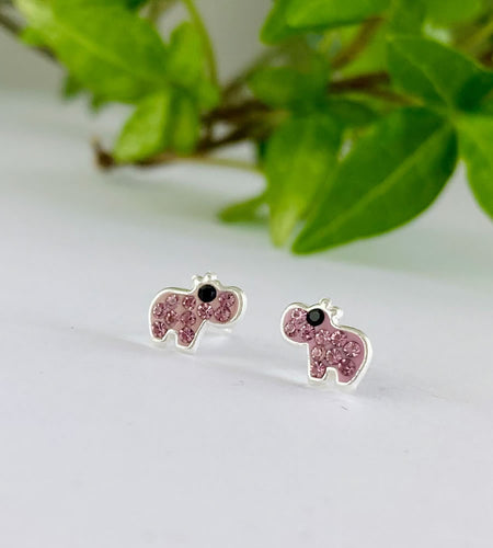 sterling silver tiny hippo earrings for children