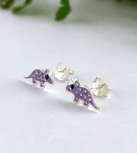 Load image into Gallery viewer, Sterling Silver Triceratops Studs