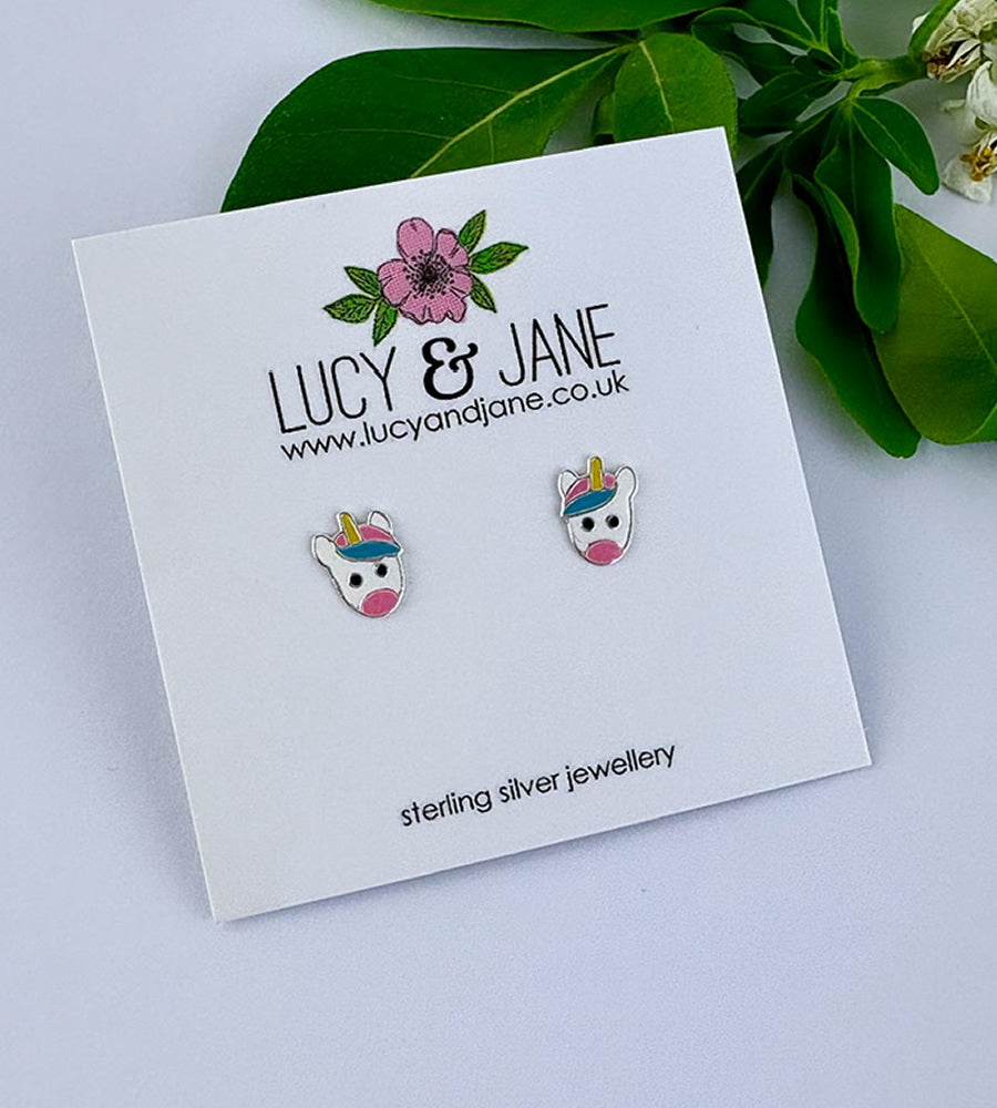 LAST PAIR - Sterling Silver Unicorn Head Studs