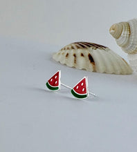 Load image into Gallery viewer, Sterling Silver Water Melon Studs