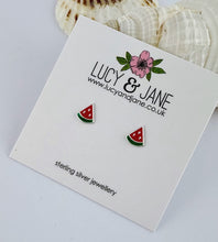 Load image into Gallery viewer, Sterling Silver Water Melon Studs