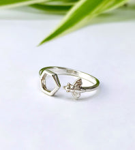 Load image into Gallery viewer, Sterling Silver Adjustable Bee And Honeycomb Ring