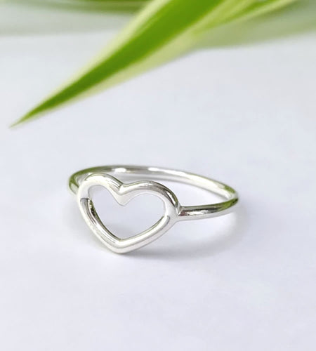 sterling silver open heart ring