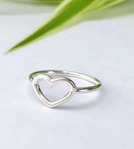 sterling silver open heart ring