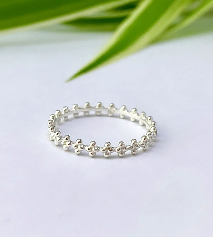 Sterling Silver Classic Beaded Ring