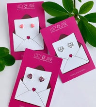 Load image into Gallery viewer, Sterling Silver Textured Heart Studs