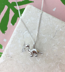 Mini Sterling Silver Diplodocus Dinosaur Necklace