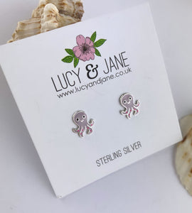 Sterling Silver Octopus Earrings