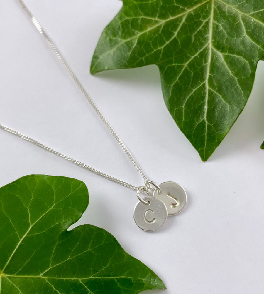Personalised two initials necklace in sterling silver