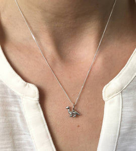 Mini Sterling Silver Diplodocus Dinosaur Necklace