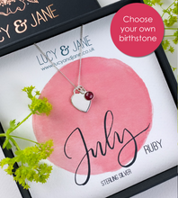Load image into Gallery viewer, Sterling Silver Heart Birthstone Necklace