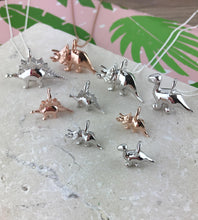 Load image into Gallery viewer, Mini Sterling Silver Triceratops Dinosaur Necklace