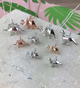 Mini Sterling Silver Triceratops Dinosaur Necklace