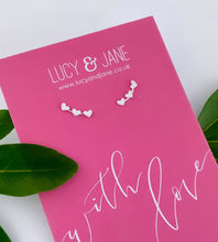 Load image into Gallery viewer, Sterling Silver Heart Mini Climber Earrings