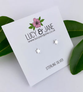 Sterling Silver Simple Star Earrings