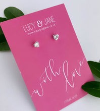 Load image into Gallery viewer, Sterling Silver Sparkle Heart Earrings