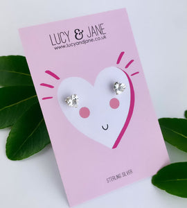Sterling Silver Sparkle Heart Earrings