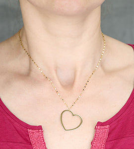Gold Large Open Heart Necklace