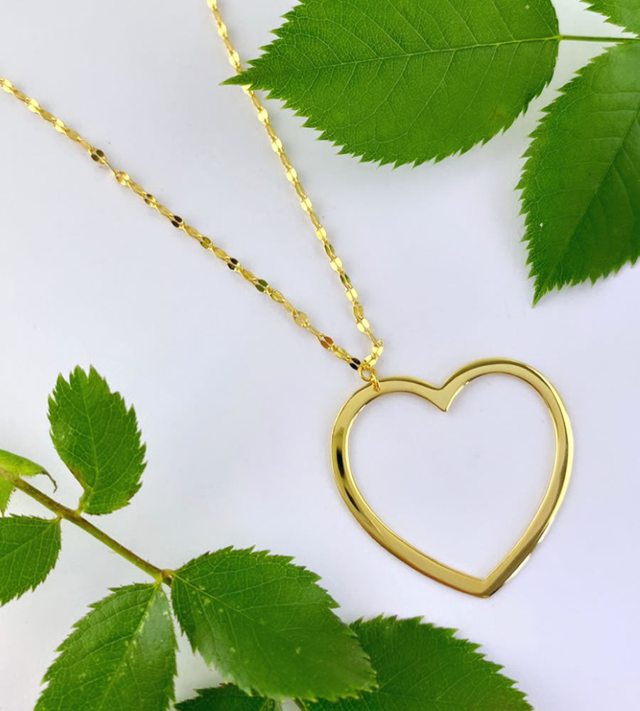 Gold open heart necklace