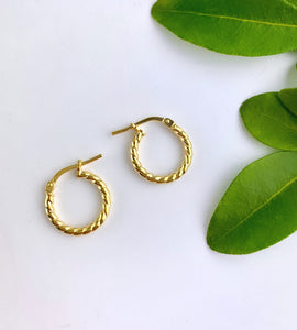 Gold Mini Rope Twist Hoops