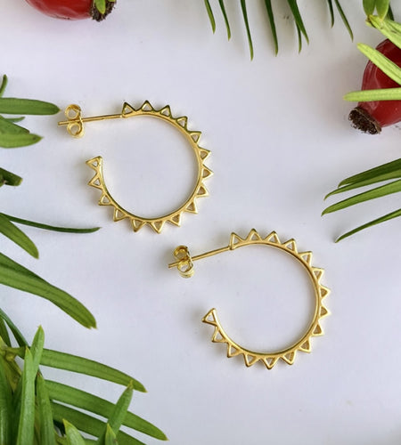 Gold Sun Hoop Earrings
