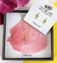 Load image into Gallery viewer, Gold Lightning Bolt Earrings