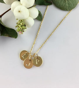 Gold Personalised Triple Inital Charm Necklace