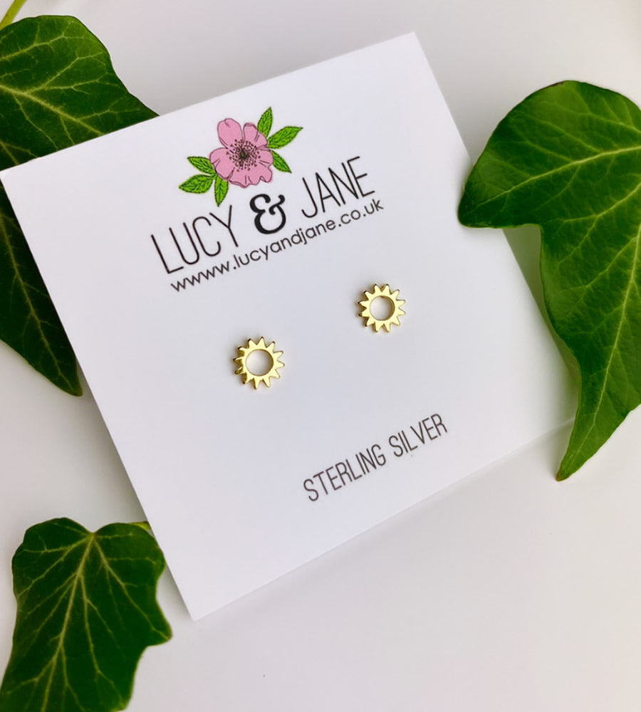 Gold Sun Earring Studs