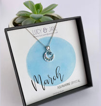 Load image into Gallery viewer, Sterling Silver Crescent Moon Birthstone Necklace
