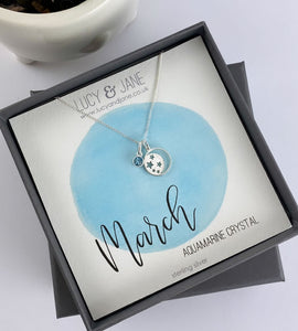 Sterling Silver Moon and Stars Birthstone Necklace