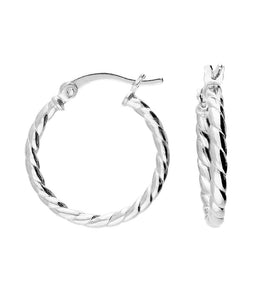 Medium Sterling Silver or Gold Twist Hoops