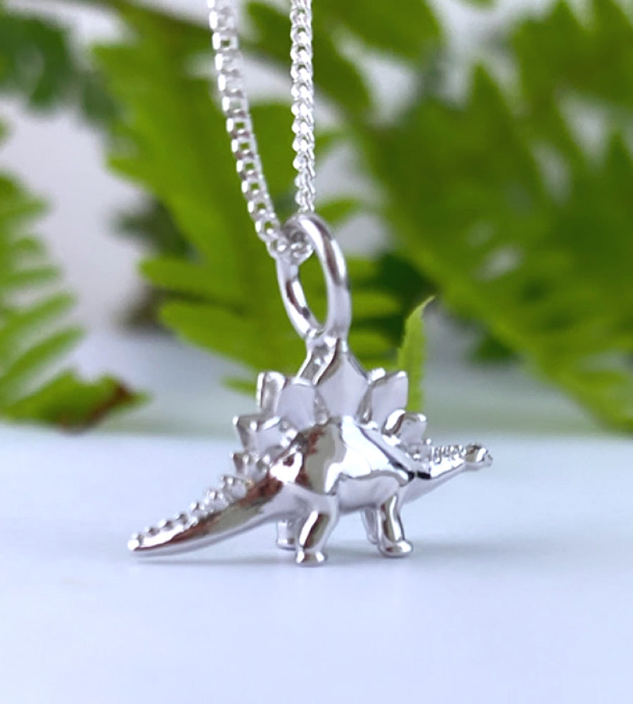 Mini Sterling Silver Stegosaurus Dinosaur Necklace Lucy and Jane