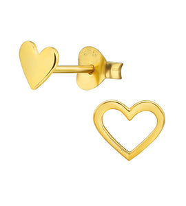 mismatched gold heart earrings