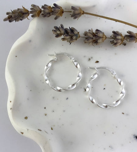 Sterling Silver Twist Hoops