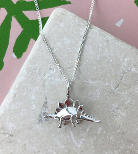 Mini Sterling Silver Stegosaurus Dinosaur Necklace