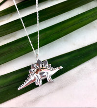 Load image into Gallery viewer, Sterling Silver Stegosaurus Dinosaur Necklace