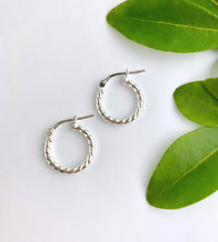 Load image into Gallery viewer, Sterling Silver Mini Rope Twist Hoops
