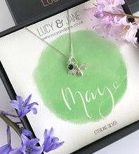 Load image into Gallery viewer, Sterling Silver Birthstone And Bee Necklace