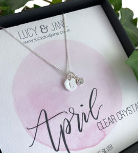 Sterling Silver Birthstone Initial Disc Necklace