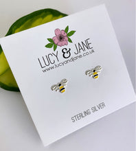 Load image into Gallery viewer, sterling silver colourful bee earrings