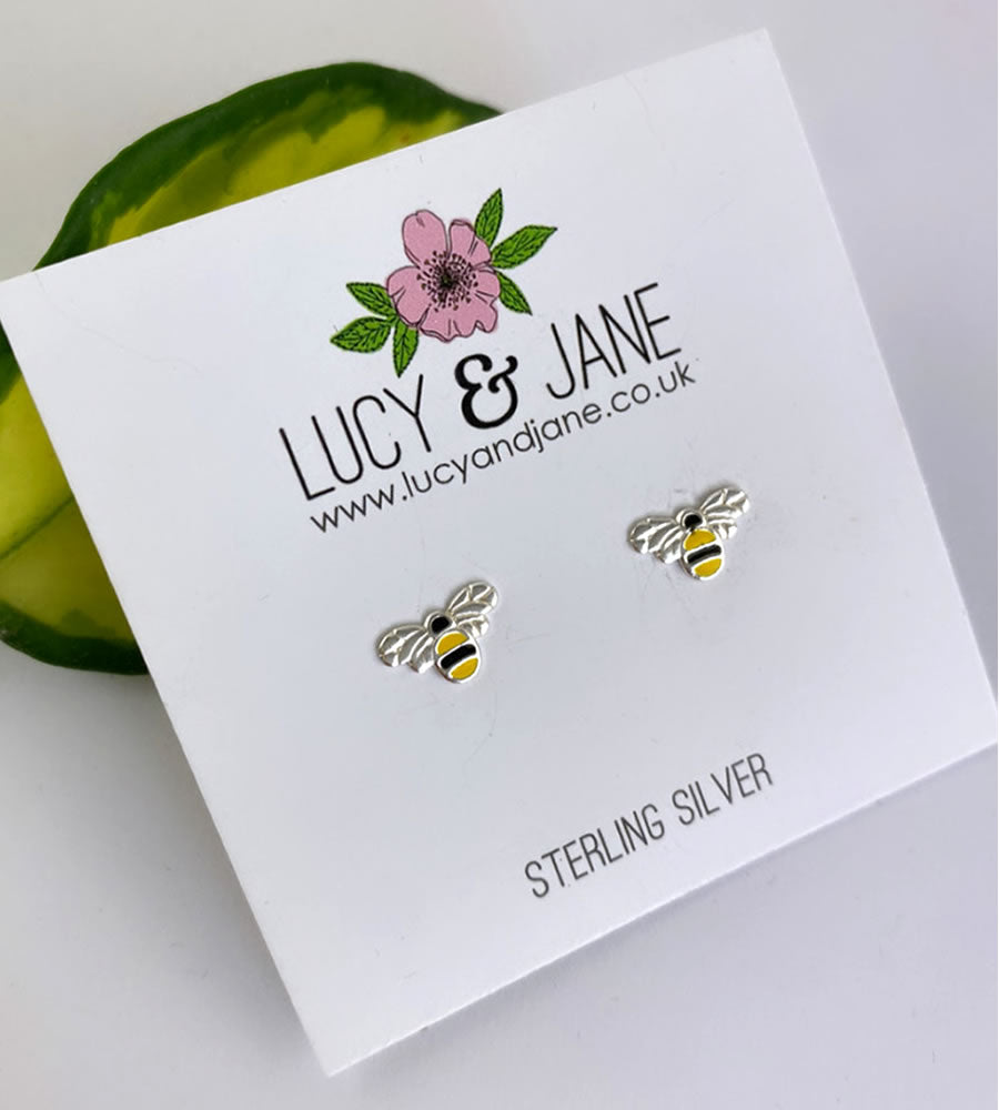sterling silver colourful bee earrings