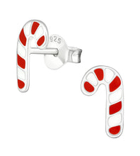 Load image into Gallery viewer, Sterling Silver Candy Cane Christmas Earrings