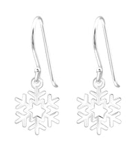 Load image into Gallery viewer, Sterling Silver Snowflake Drop Earring