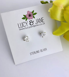 Sterling Silver Sparkle Heart Earrings