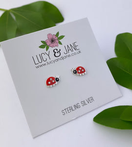 sterlings silver ladybird stud earrings